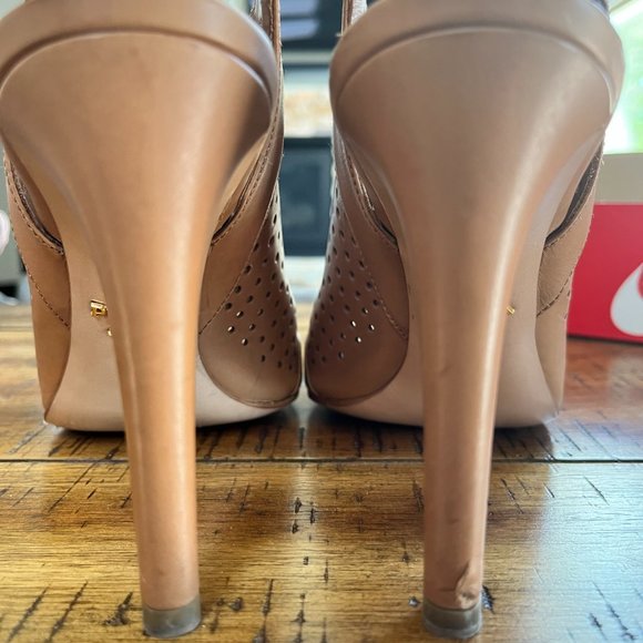 Prada Brown Leather Perforated Open Toe Ankle Strap Booties - Picture 6 of 6